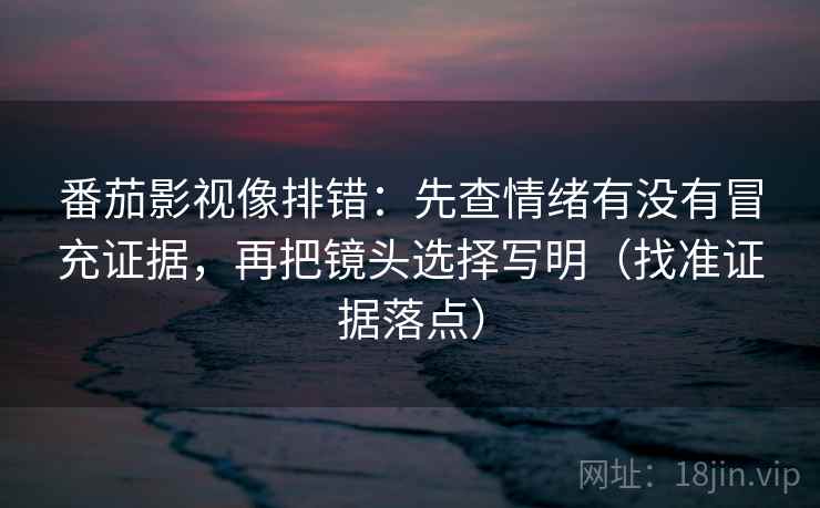 番茄影视像排错：先查情绪有没有冒充证据，再把镜头选择写明（找准证据落点）
